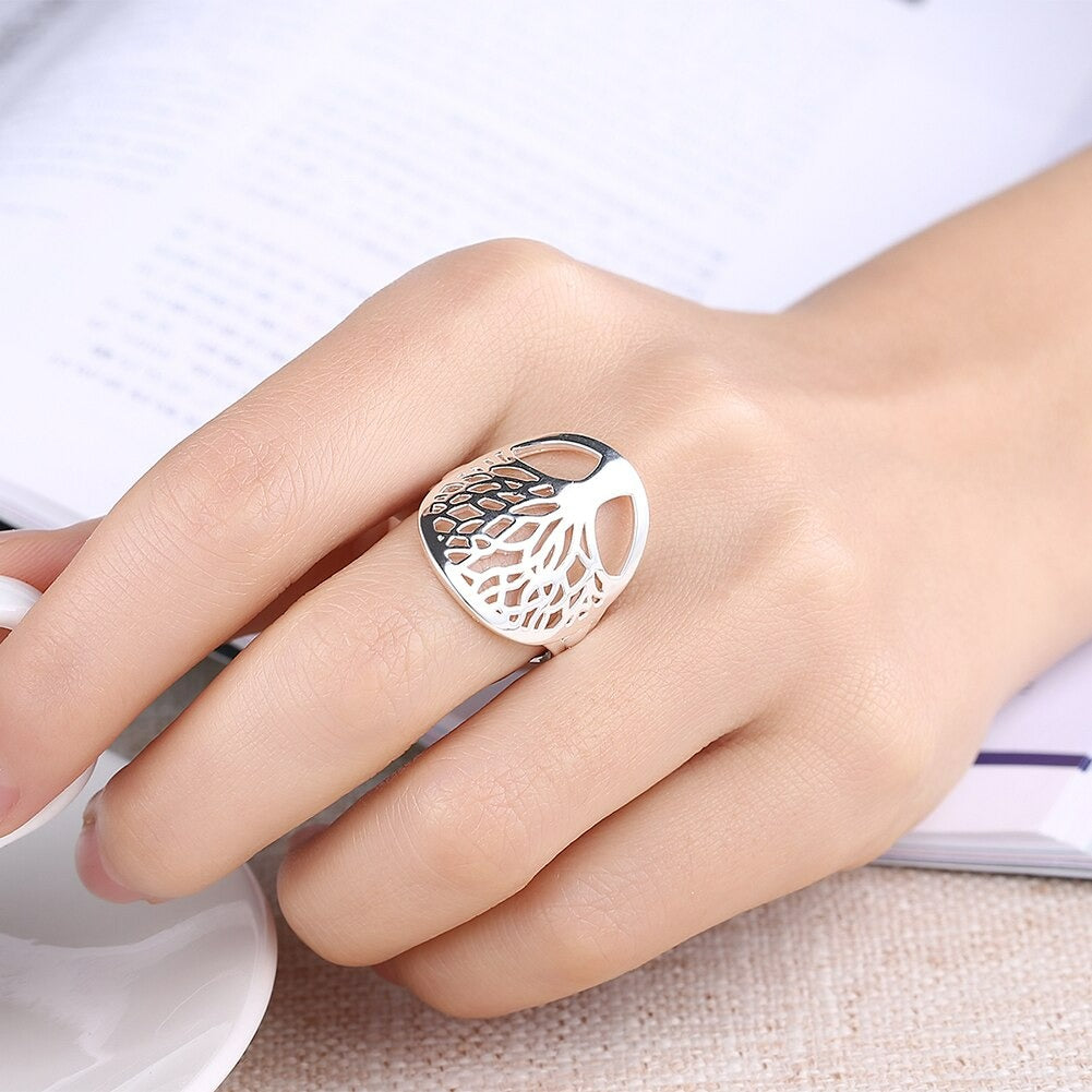 925 Sterling Silver Tree Of Life Hollow Ring