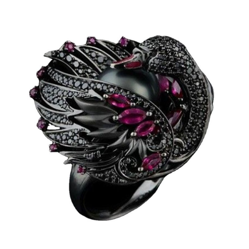 Exquisite Black Swan Pearl Unique Retro Ring