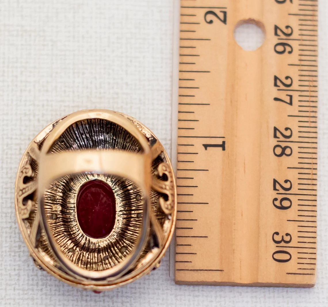 Victorian Red Mosaic Turkish Antique Gold Ring