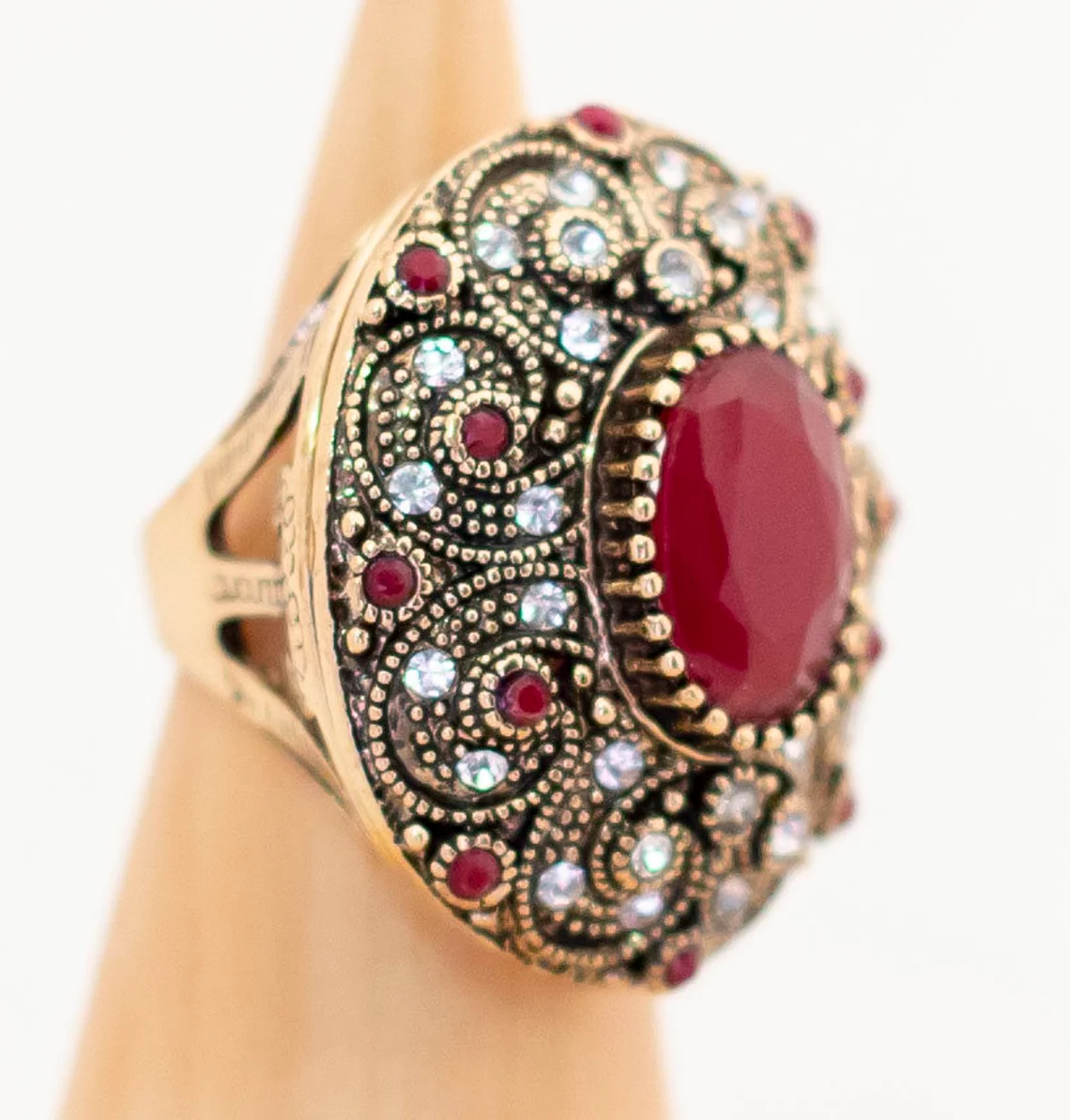 Victorian Red Mosaic Turkish Antique Gold Ring