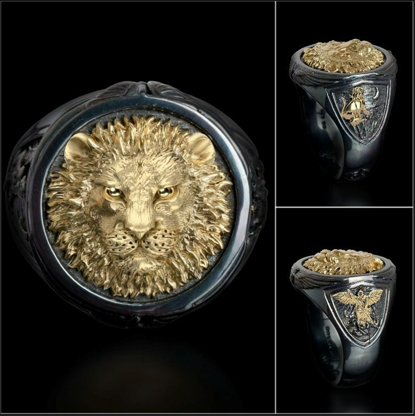Domineering Lion Head Retro Sterling Silver Filled Ring