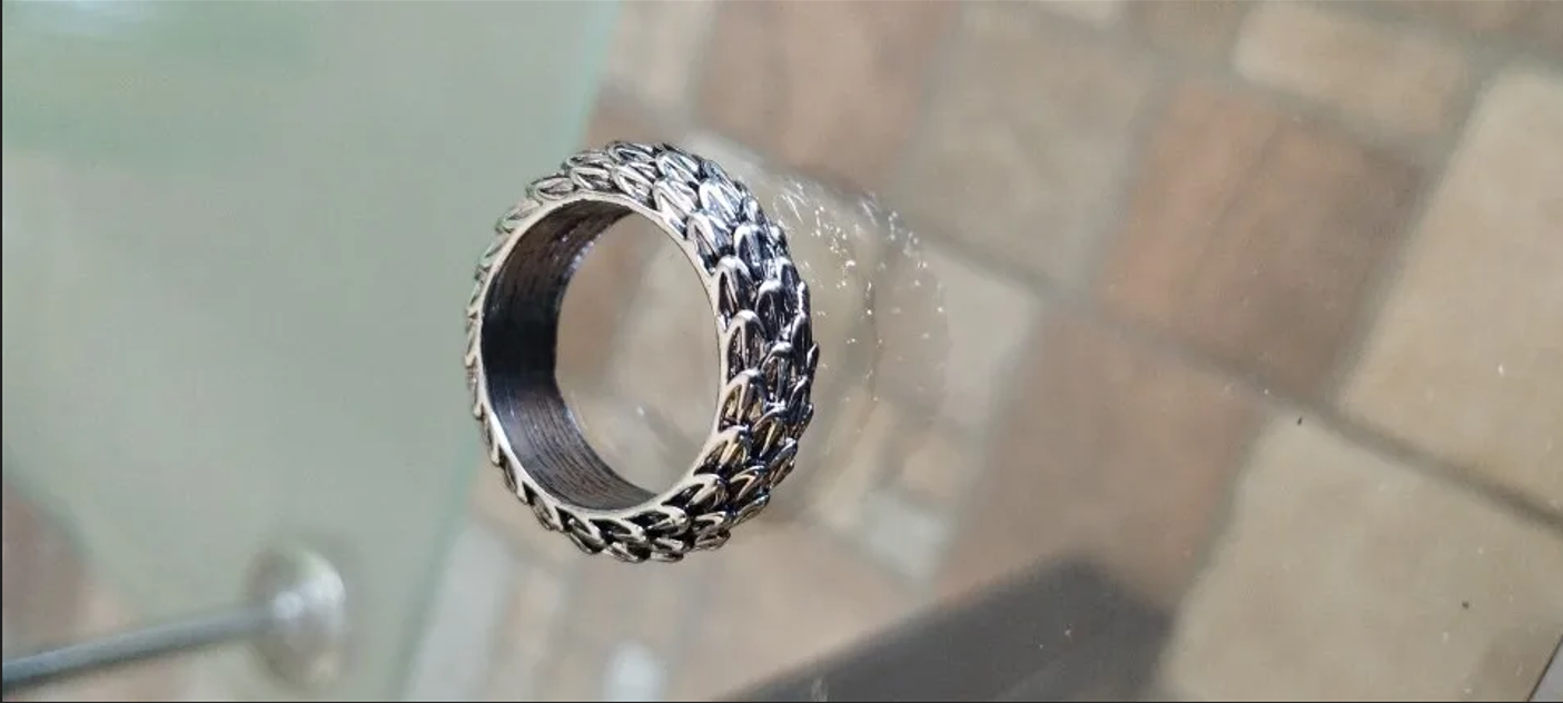 Men's Retro Dragon Scale Feather Vintage Silver Ring