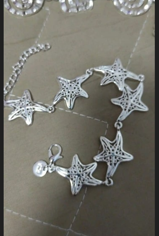 925 Sterling Silver Fine Charms Star Starfish Bracelet