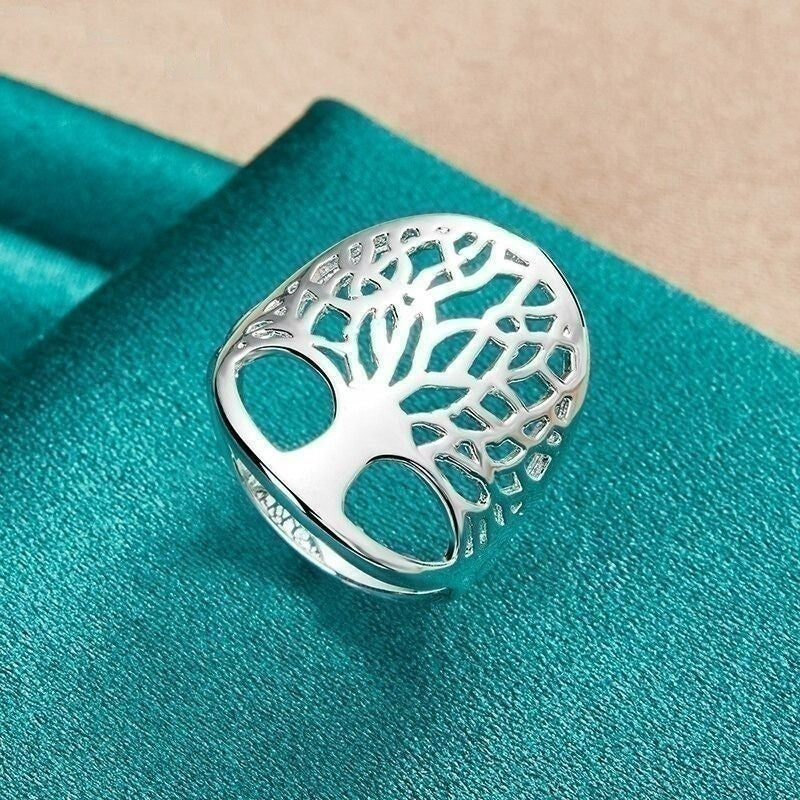 925 Sterling Silver Tree Of Life Hollow Ring