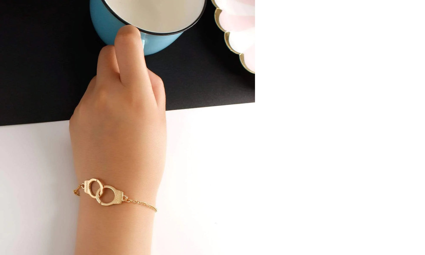 UNLOCK ME Gold Tone Freedom Handcuffs Bracelet / Anklet
