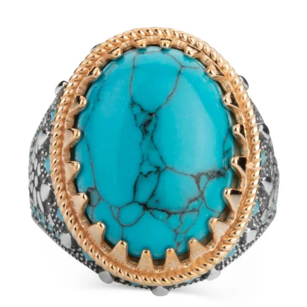 Men's Handmade 925 Sterling Silver Blue Turquoise Ring