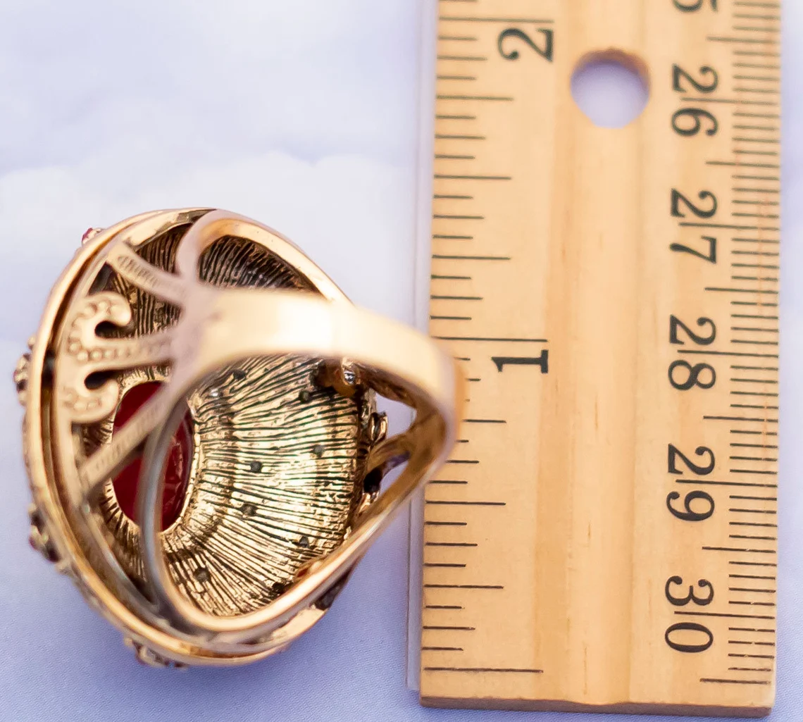 Victorian Red Mosaic Turkish Antique Gold Ring