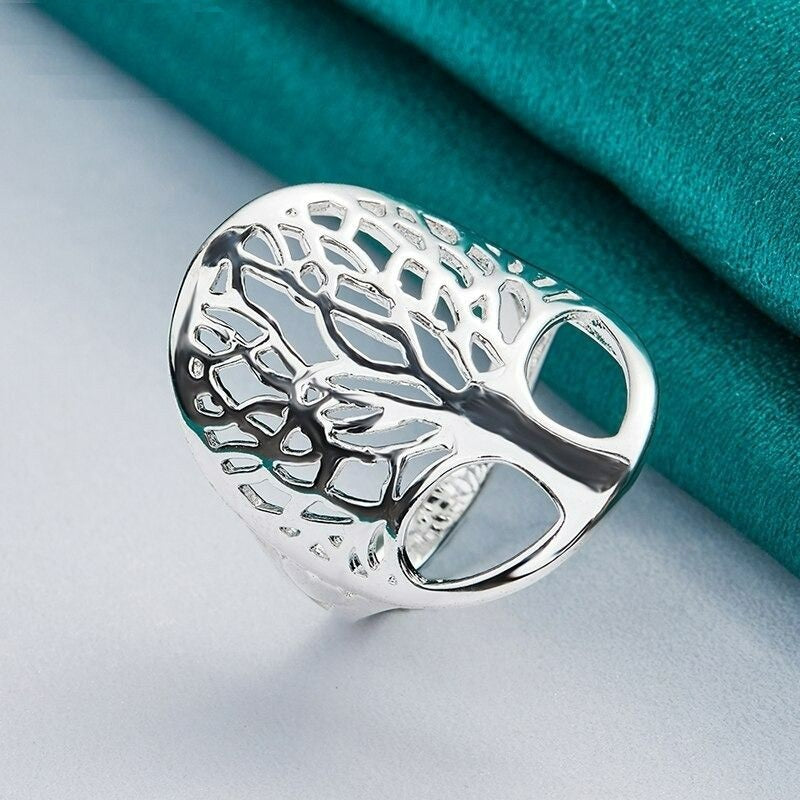 925 Sterling Silver Tree Of Life Hollow Ring