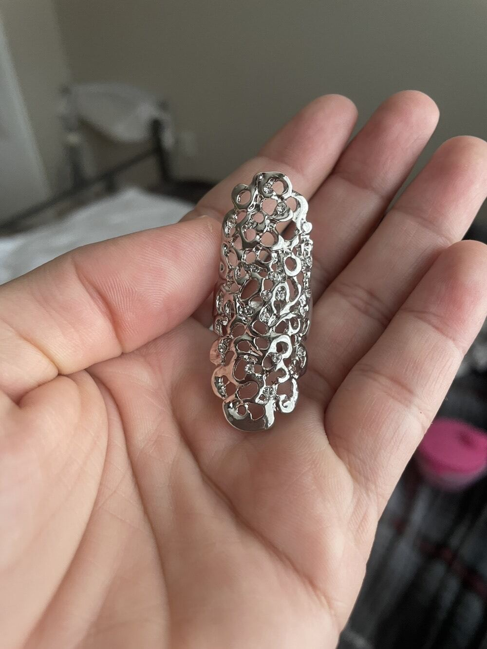 Huge 5.5cm Hollow Out Retro Silver Ring