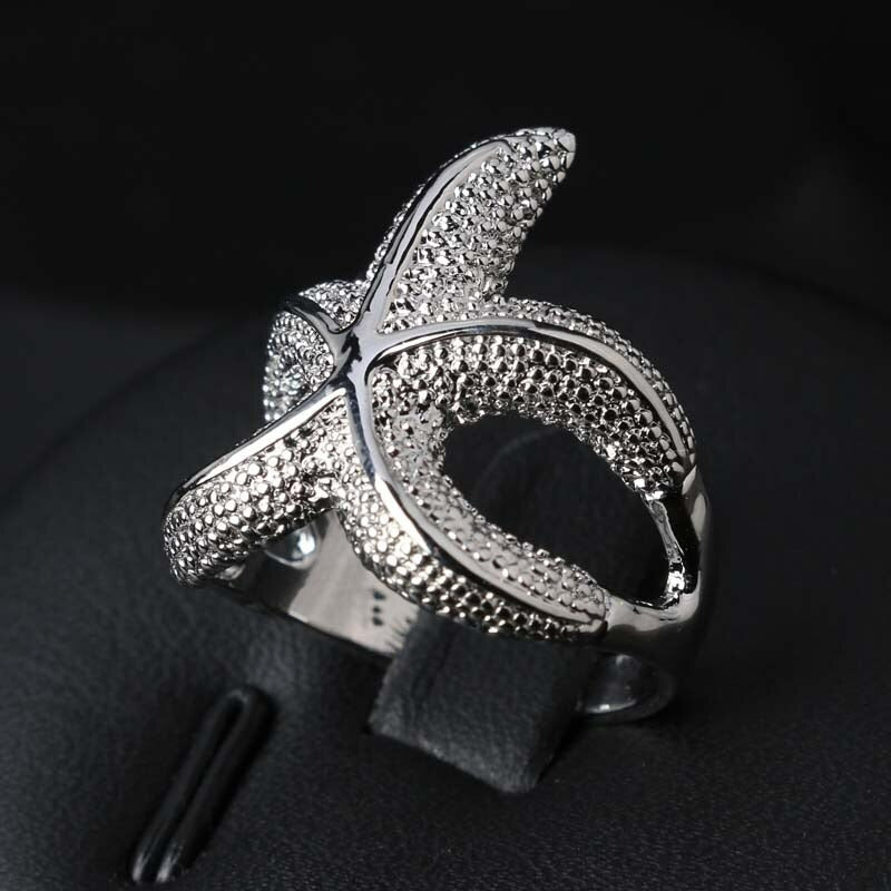 Stylish 925 Sterling Silver Starfish Charm Ring