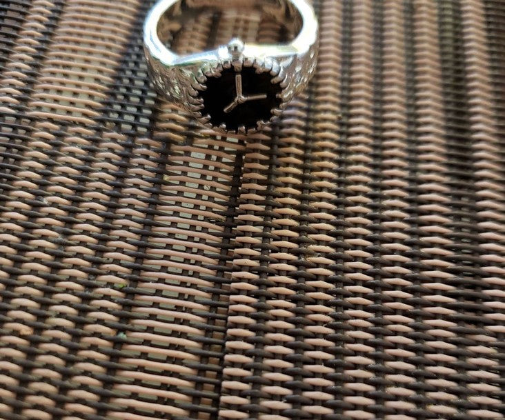 925 Sterling Silver Analog Watch Shaped Clock Ring