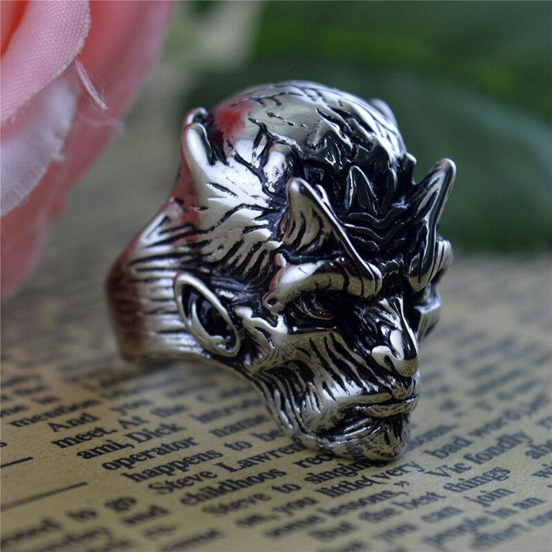 Men's Vintage Demon Skeleton Open Biker Ring