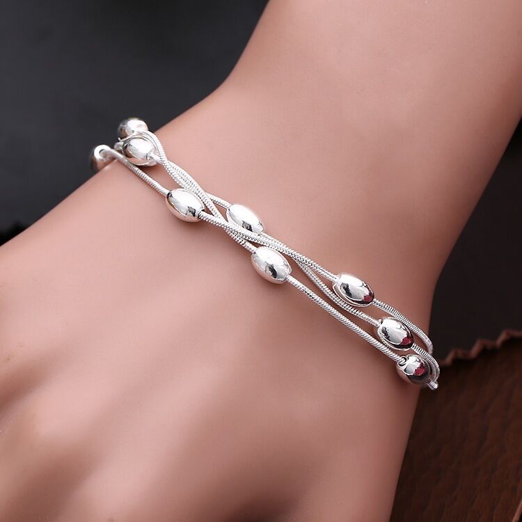 Beautiful 925 Sterling Silver Charm Bead Bracelet