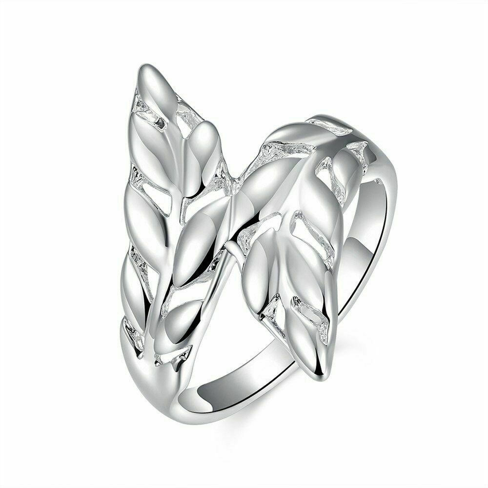 925 Sterling Silver Retro Leaf Vine Open Ring