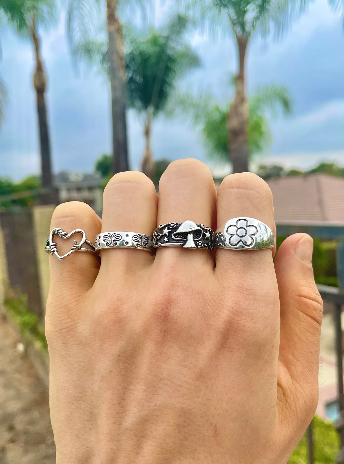 Engraved Butterfly SAINT STREET Silver Ring