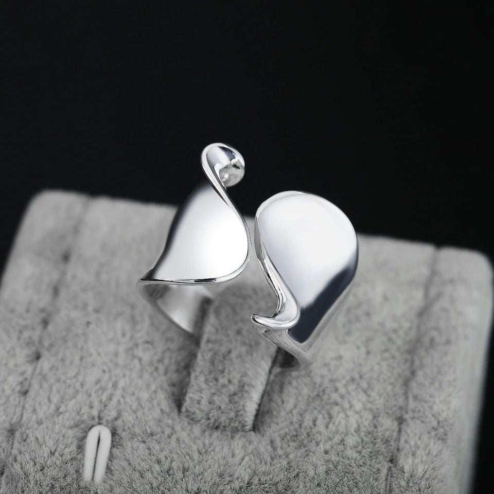 925 Sterling Silver Unique Noble Open Anillos Ring