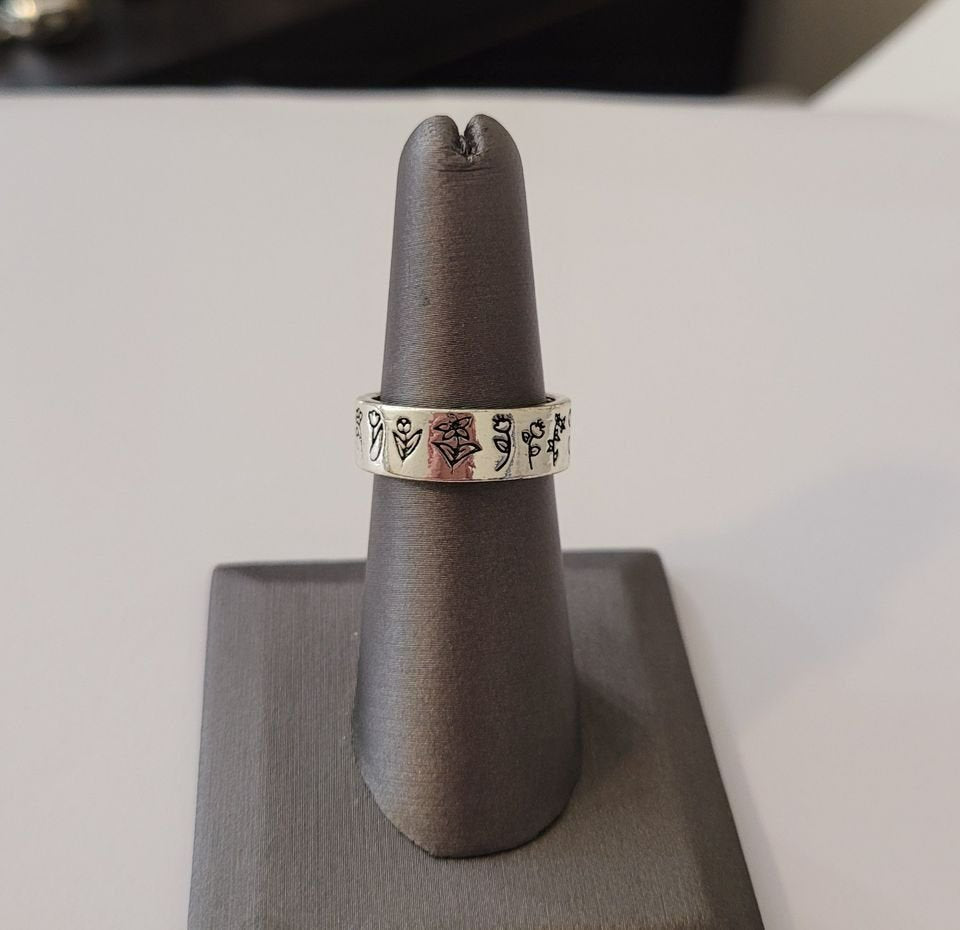 Sterling Silver Wildflowers Dandelion Flower Engraved Ring