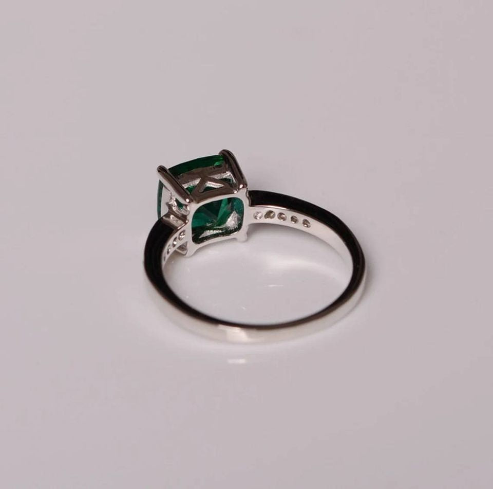 Sterling Silver Emerald Green Topaz Promise Ring