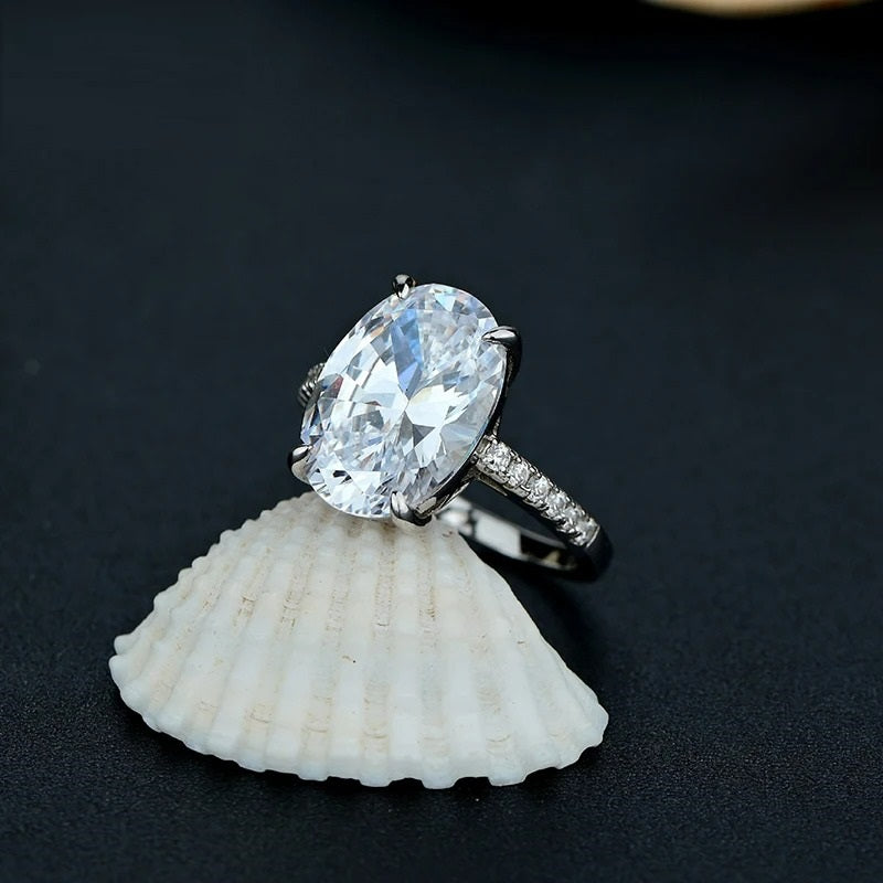 Sterling Silver 14mm Oval Engagement Ring