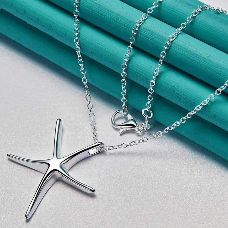 925 Sterling Silver Starfish Necklace & Chain