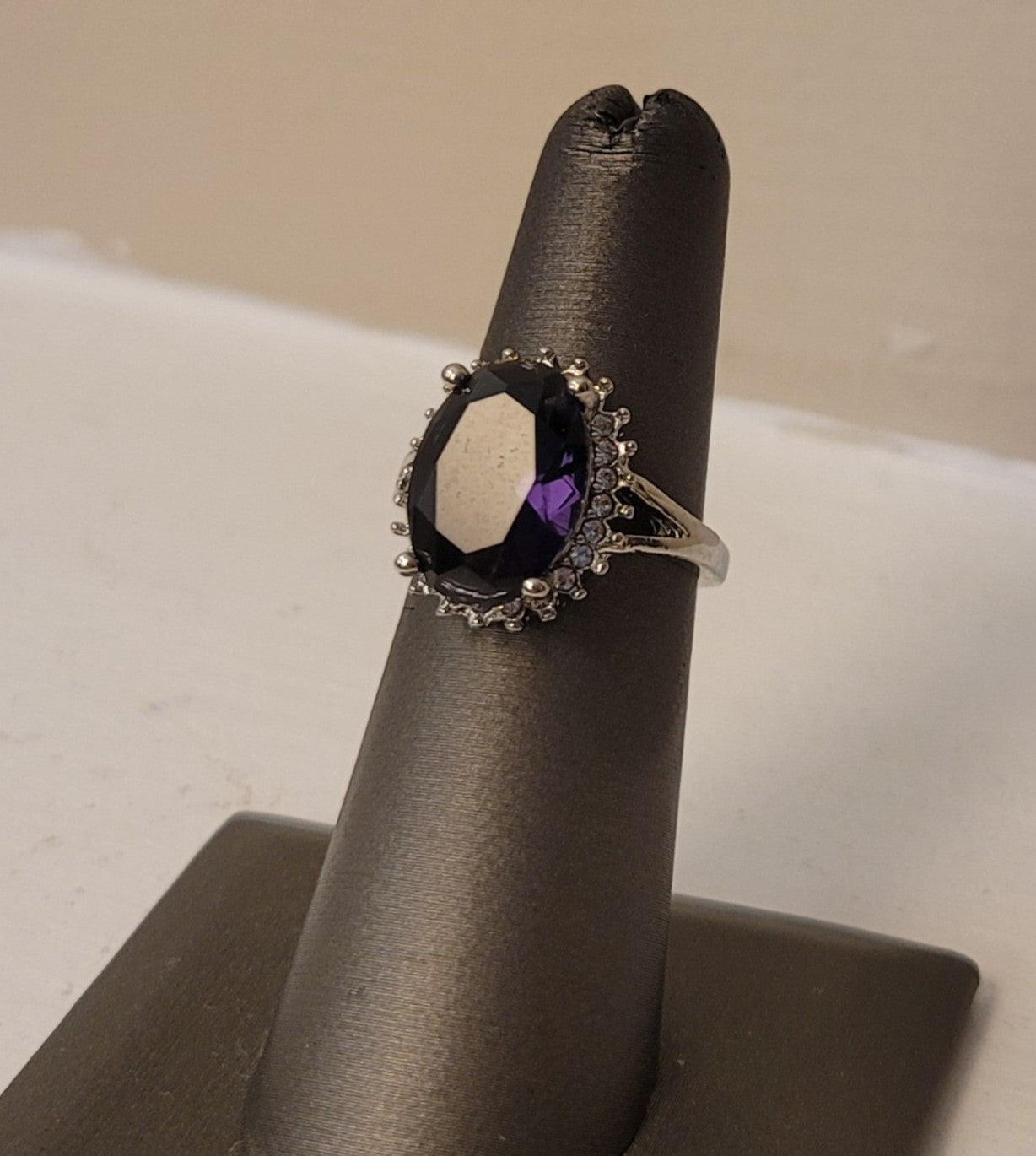 14mm Purple Amethyst Sterling Silver Ring