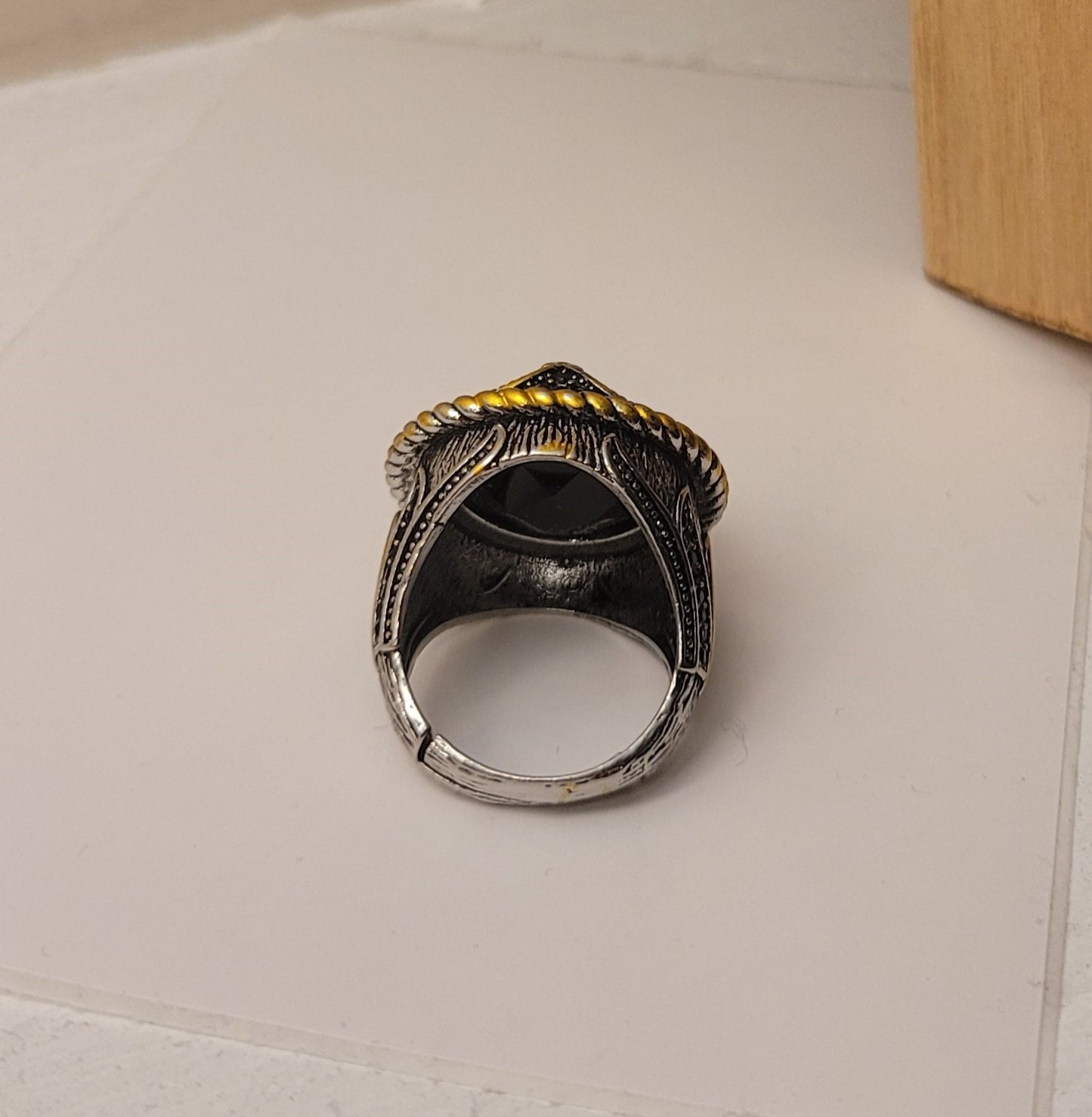 Men's 925 Sterling Silver Black Modern Motif Handmade Ring