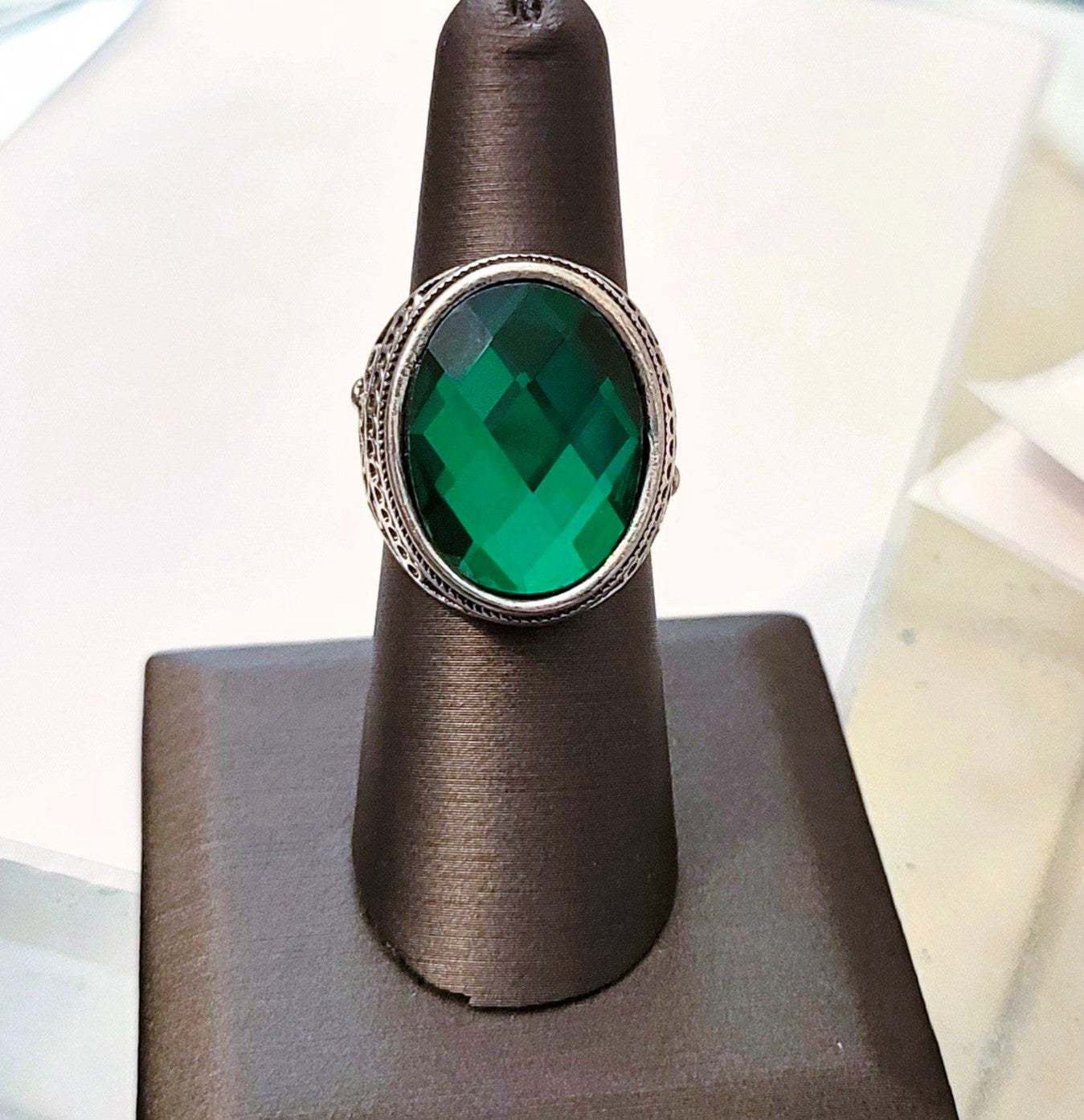 Men's Vintage Emerald Green Turkish Silver Ottoman Ring