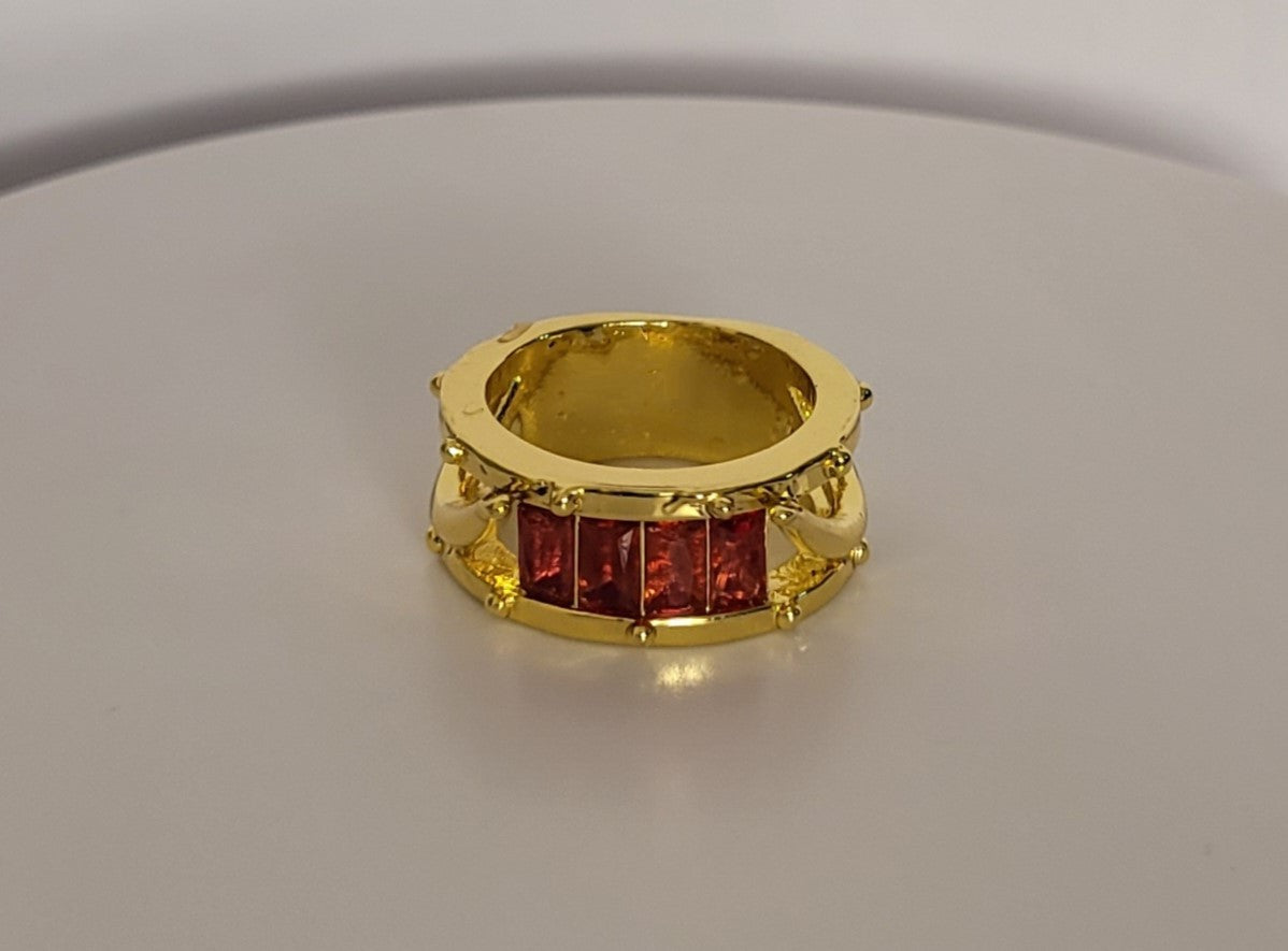 Modern 2.0 Carat Ruby Red Gold Channel Cluster Ring