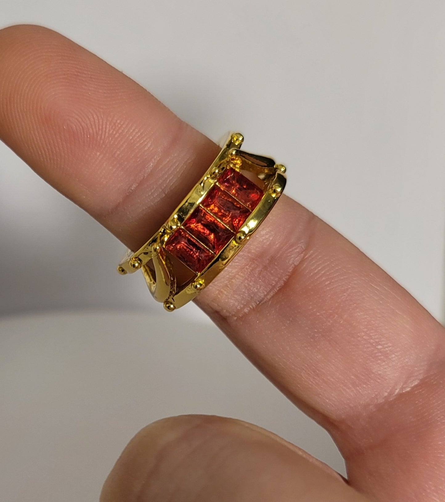 Modern 2.0 Carat Ruby Red Gold Channel Cluster Ring