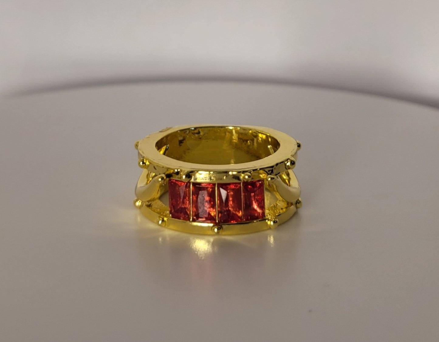 Modern 2.0 Carat Ruby Red Gold Channel Cluster Ring