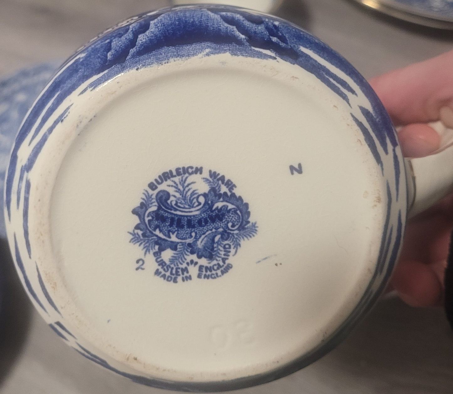 1930s Burleigh Ware Blue Willow Gold Trim "Burslem" Set - 9 Pcs