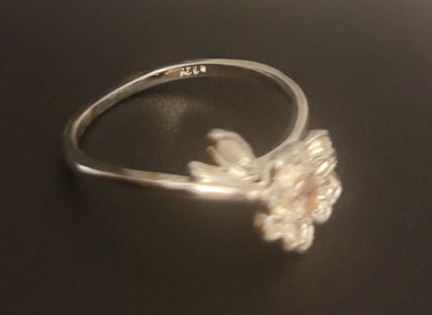 Sterling Silver Pink Flower Open Sakura Ring