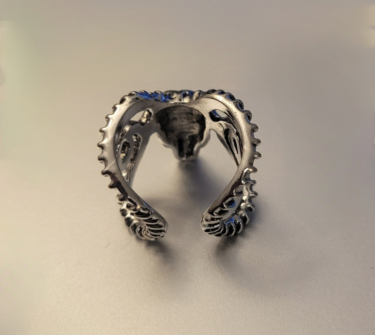 Domineering Goat Head Horn Open Silver Ring