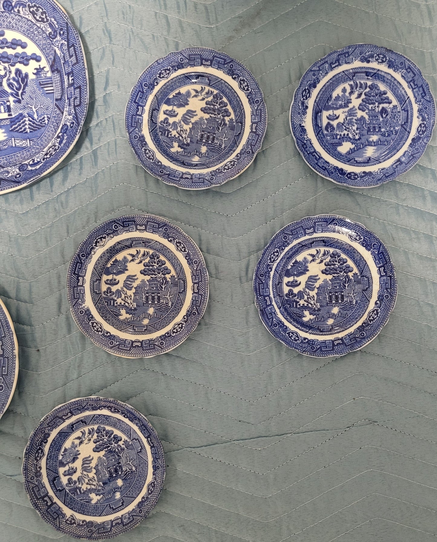 14pc Antique Allertons Blue Willow China Set