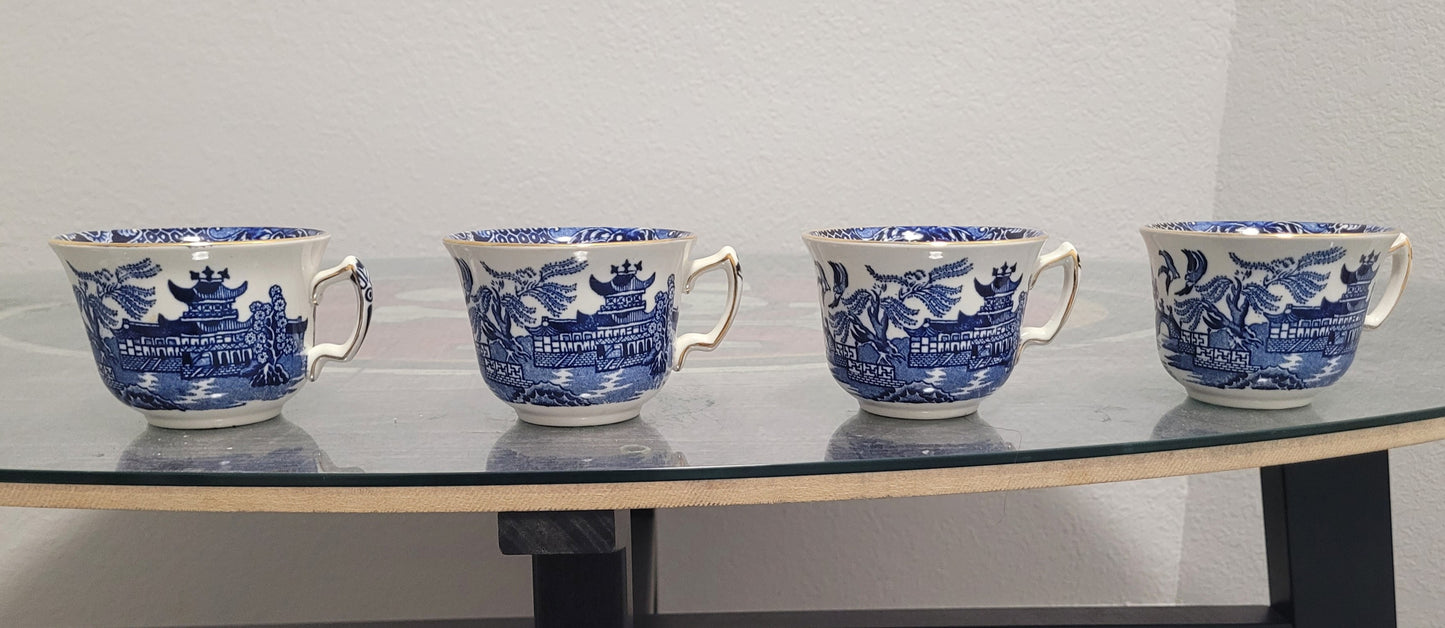 Burleigh Ware Blue Willow Gold Trim 14pc Set