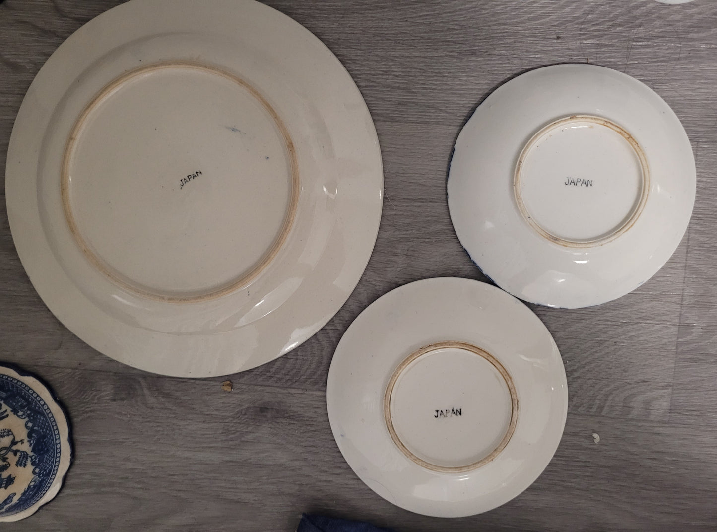 7pcs Antique Blue Dish Set