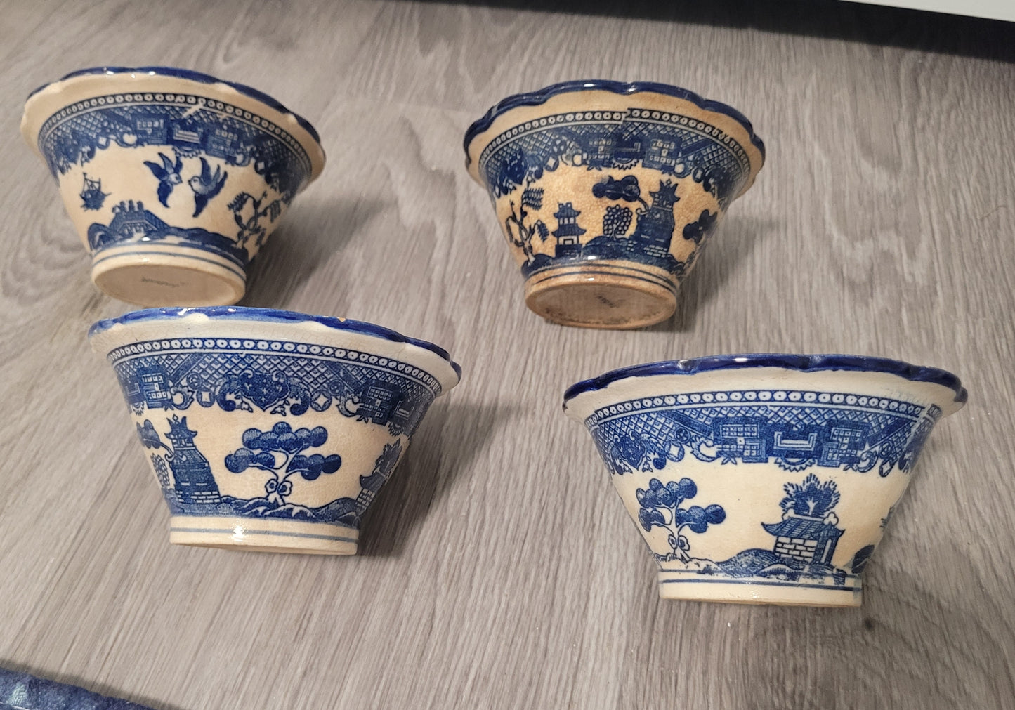 7pcs Antique Blue Dish Set