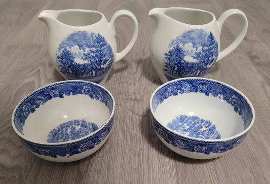 Vintage Alfred Meakin Staffordshire Blue Set