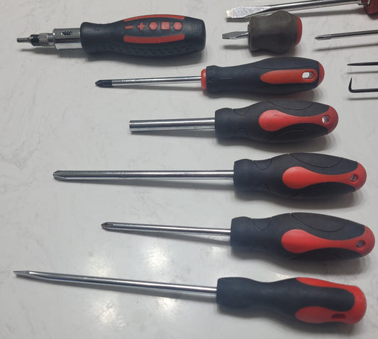 7-Piece Mixed Screwdriver & Utility Hand Tool Lot - Red & Black Comfort Grip