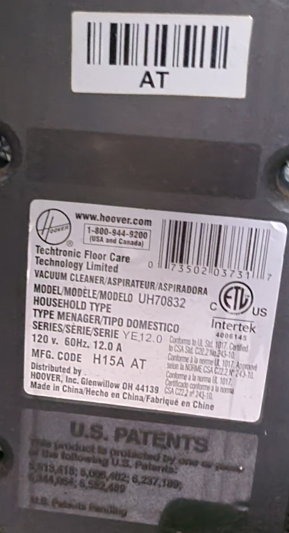 Hoover 2 Rewind Pet Upright Vacuum UH70832