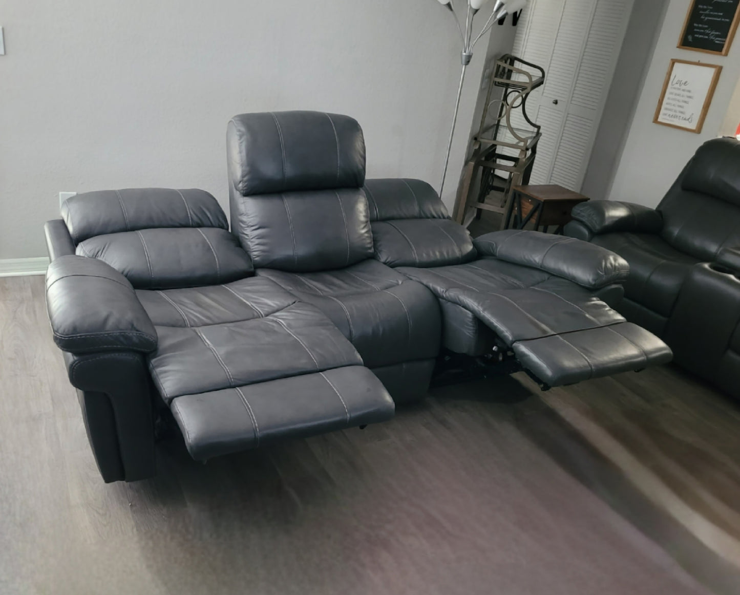 Leather Power Reclining Sofa & Loveseat Set