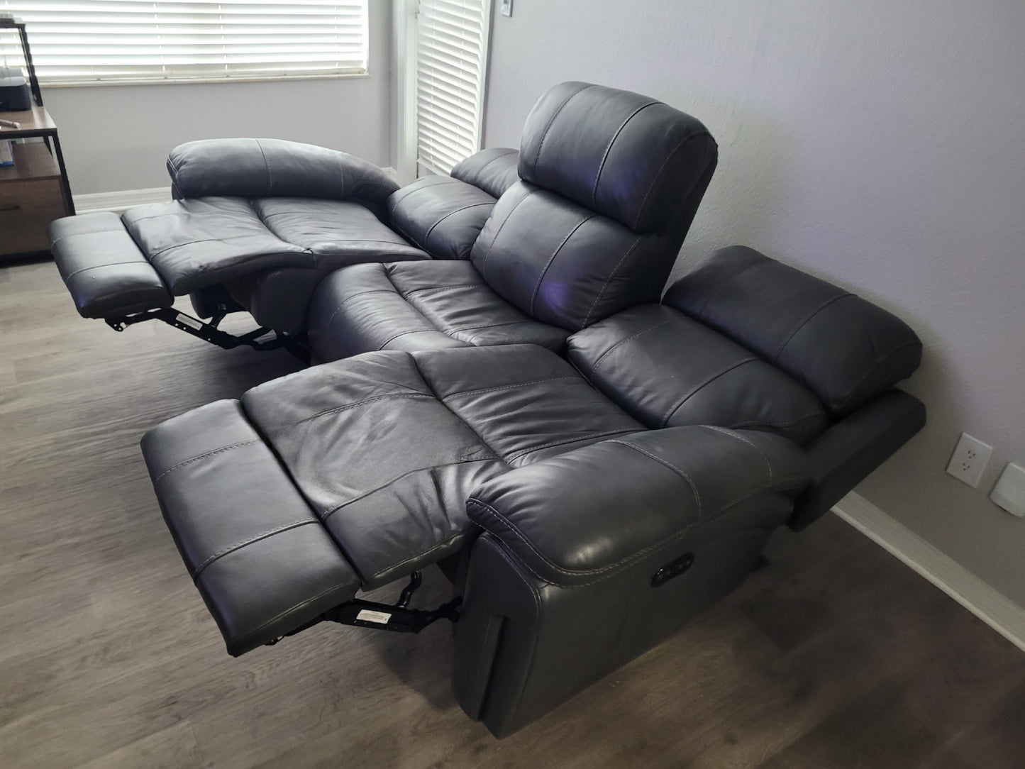 Leather Power Reclining Sofa & Loveseat Set