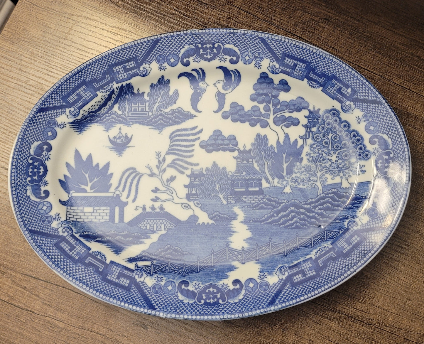 Vintage Blue Willow Platter Japan 1920s