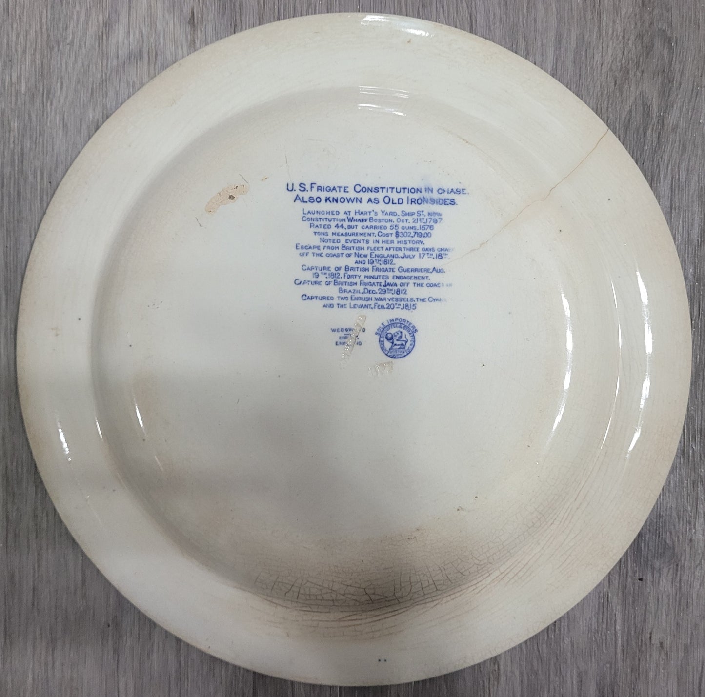 Wedgwood U.S. Frigate Constitution In Chase Old Ironsides Plate