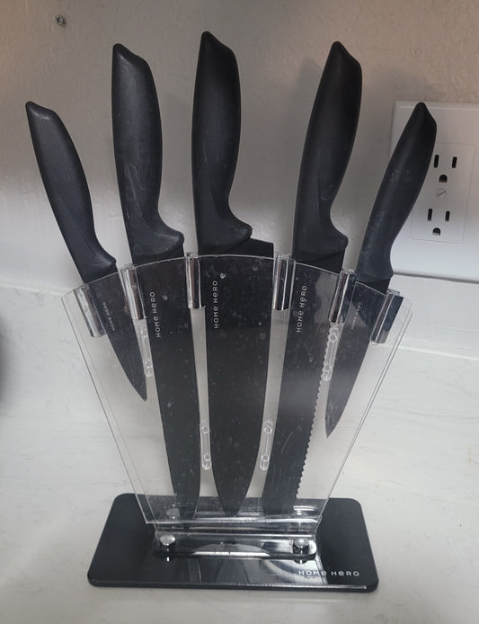6-piece Home Hero stainless steel knife set & sharpener