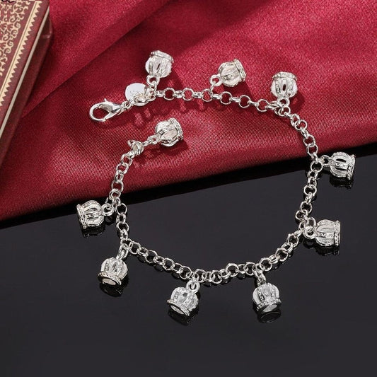 Lovely Crown Classic Charm Silver Bracelet