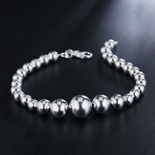 925" Sterling Silver Stacked Beads Bracelet