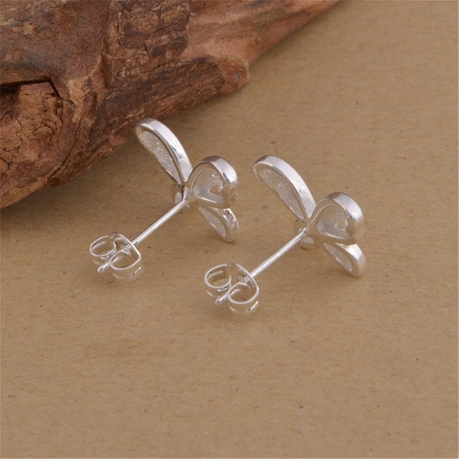 Silver Butterfly Nickel Free Antiallergic Stud Earrings