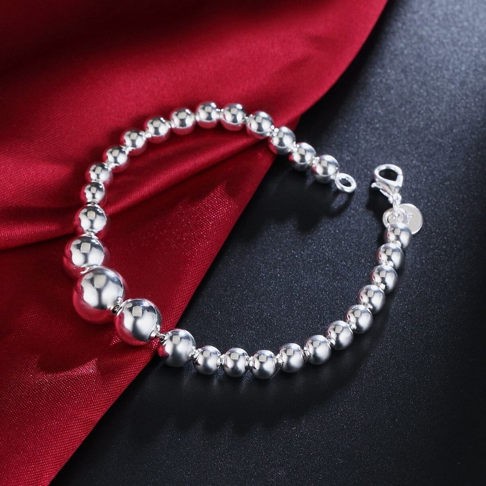 925" Sterling Silver Stacked Beads Bracelet