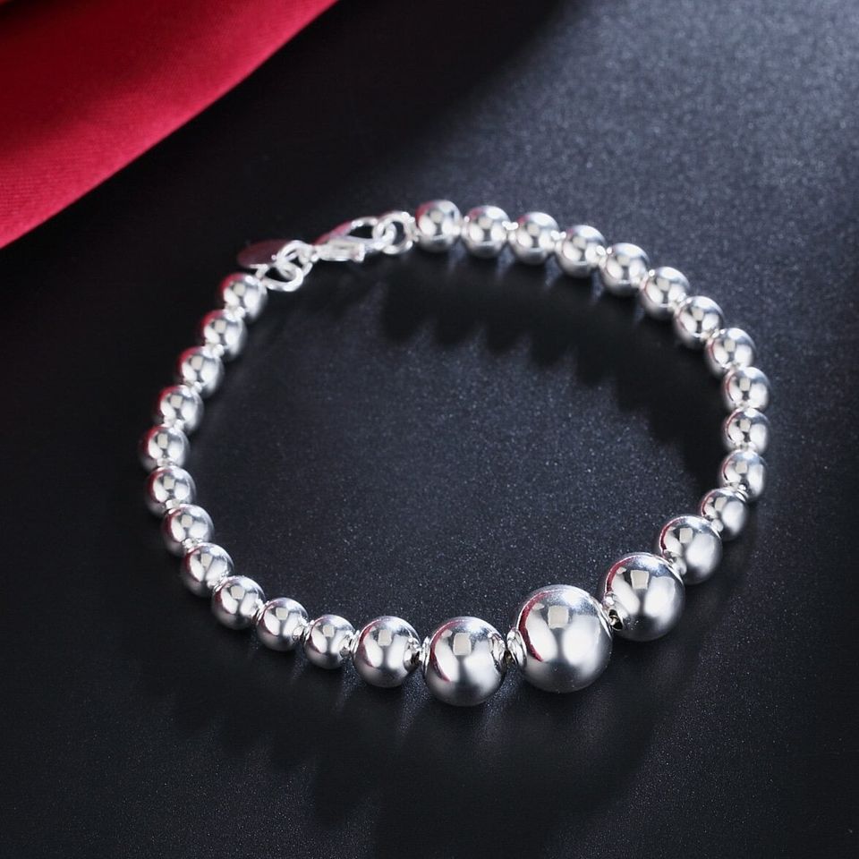 925" Sterling Silver Stacked Beads Bracelet